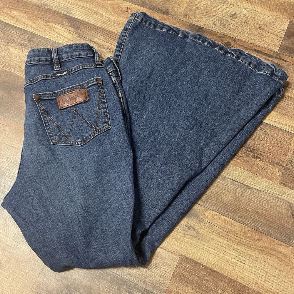 Wrangler Retro Womens Jeans Size 29 High Rise Trumpet Flare Bailey Blue Rodeo - Picture 2 of 9